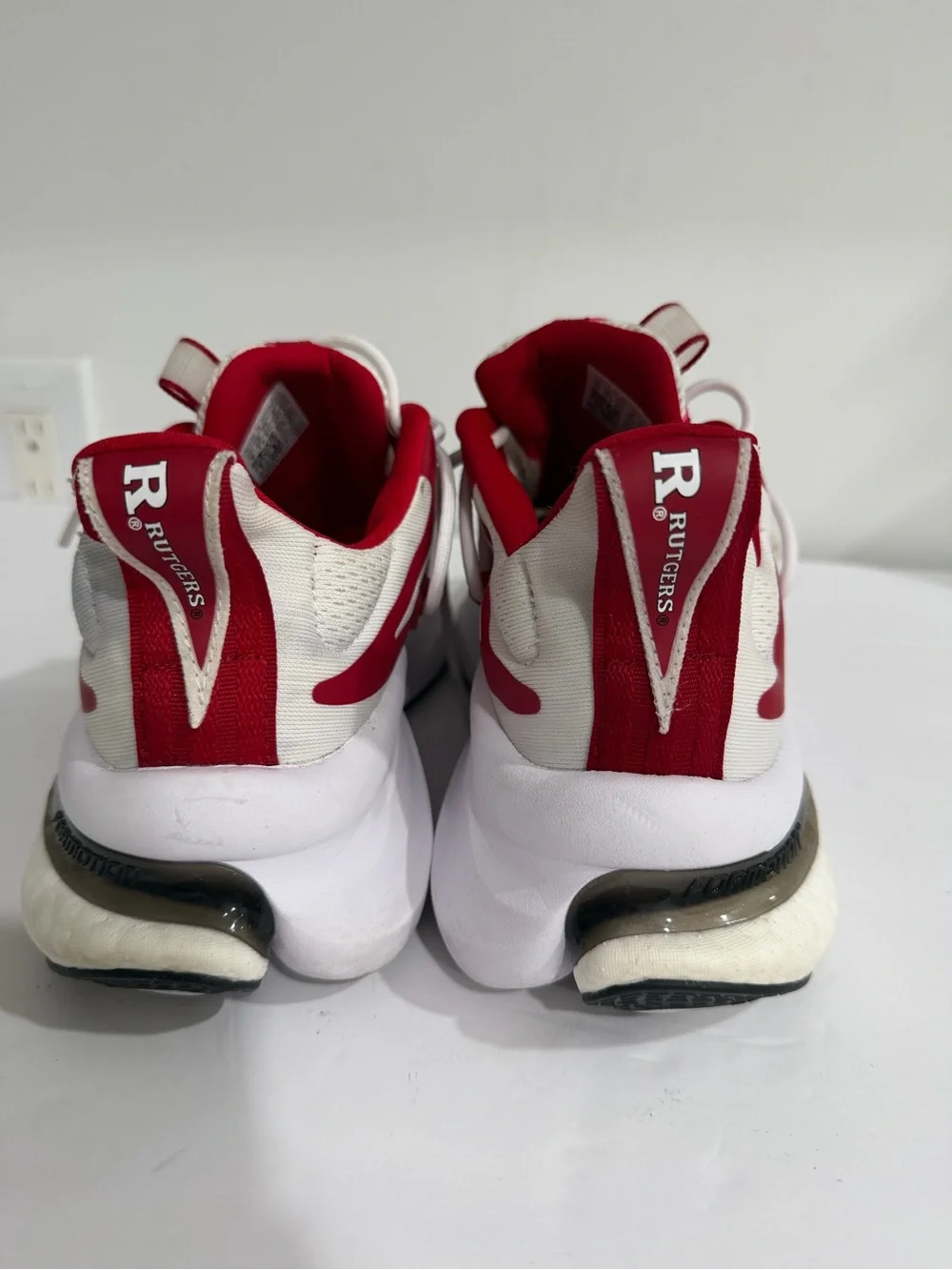 adidas White and Red Athletic Sneakers with Dynamic Overlays